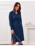 Rochie Plus Size legata in talie, bleumarin FK569 - Magazin online - Boutique